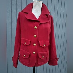 Red Knit Button Front Cardigan